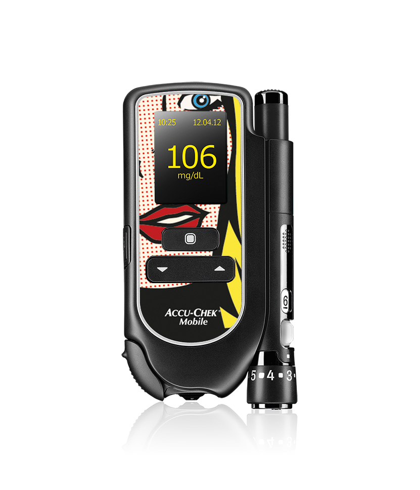 Blutzucker-messen-Accu Chek-Mobile-Sticker-Frau 1